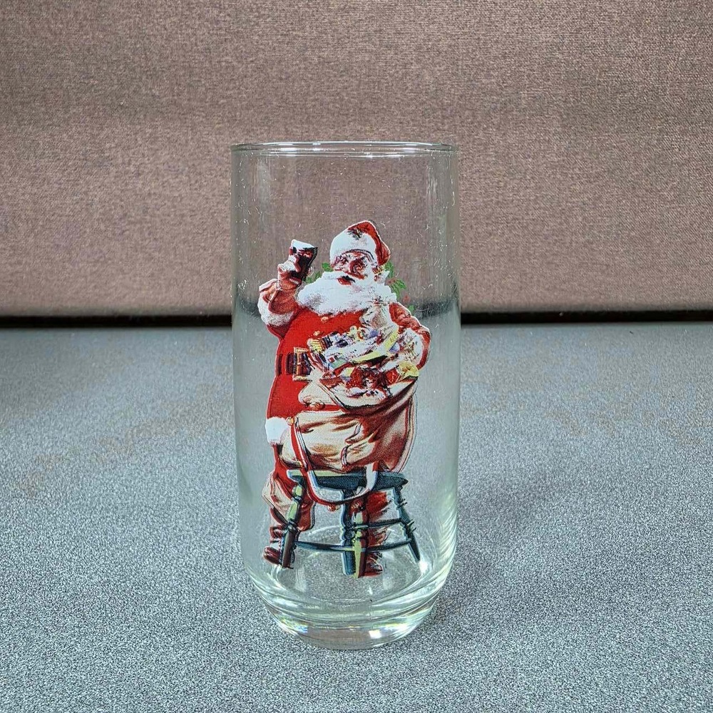 Coca-Cola Drinking Glass Clear Excellent Haddon Sundblom Santa 1948